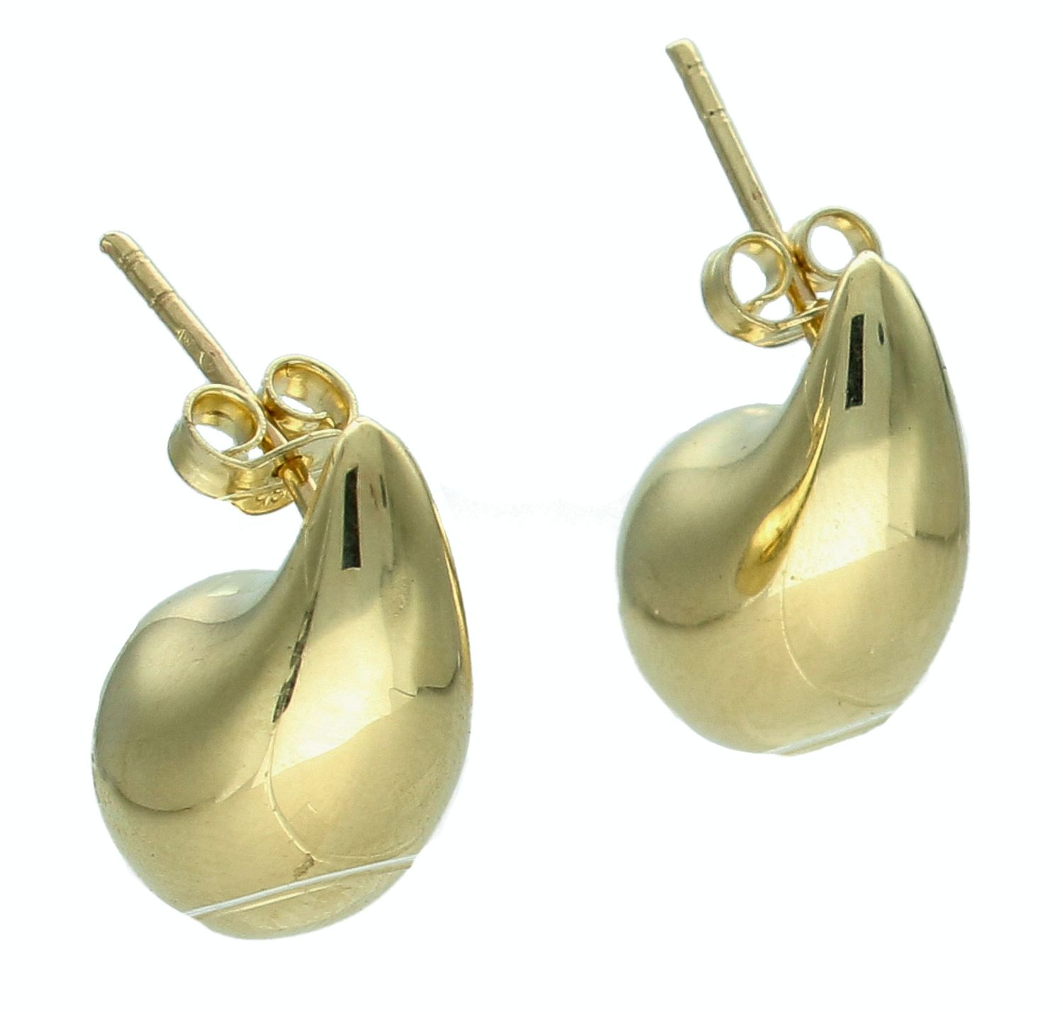 Złote kolczyki krople damskie 585 gładkie wypukłe łezki na sztyft EBTG002 Y S.jpg